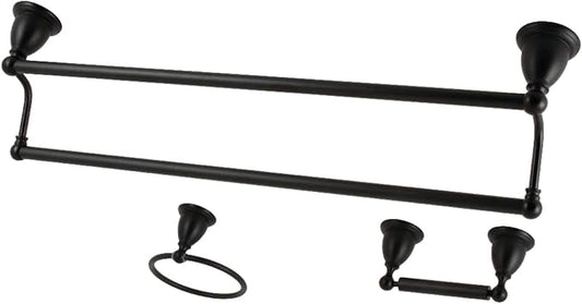 Kingston Brass BAK175348MB Heritage 3-Piece 24-Inch Dual Towel Bar Bathroom Accessory Set in Matte Black