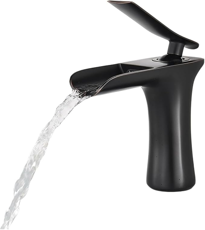 Faucet Modern Single Handle Brass Bathroom Faucet Deck Mounted Mixer Tap for Basin Hot and Cold Water(Black Antique,Short) Faucet