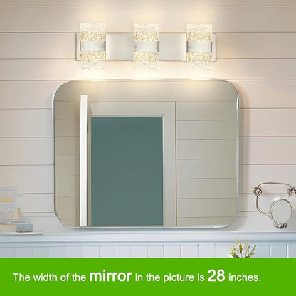 Bathroom Vanity Light Fixture, Modern Brushed Nickel LED Vanity Light, Dimmable 19W LED Wall Sconce Lighting for Bathroom, Bedroom, Perfect for Makeup & Shaving