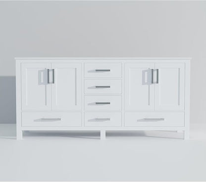 Jacques 72 in. W x 22 in. D White Double Bath Vanity and White Quartz Top
