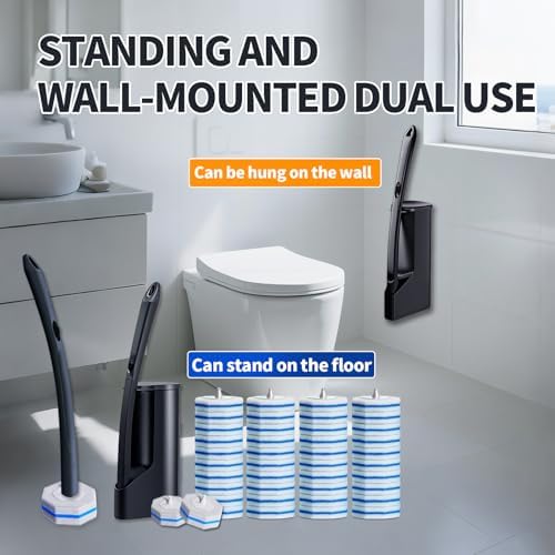 Disposable Toilet Brush - Toilet Bowl Cleaner, Toilet Cleaning Supplies, Toilet Brush with Holder, Toilet Bowl Cleaner Wands，40 Refills for Toilet Cleaning and Hygienic Bathroom Maintenance