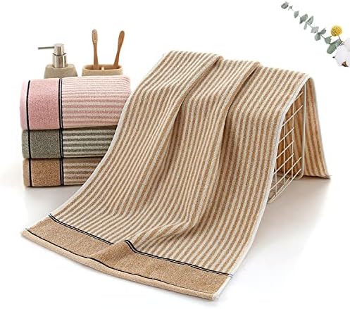 Pidada Hand Towels Set of 4 100% Cotton Striped Pattern Absorbent Soft Decorative Towel for Bathroom (Gray Brown)