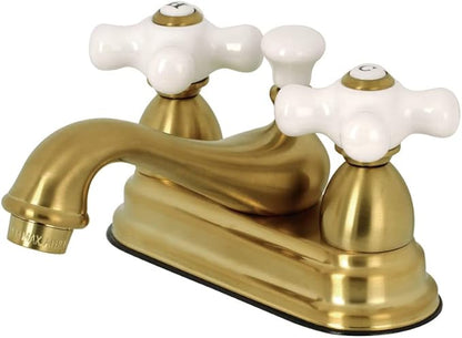 Kingston Brass KS3607PX 4 in. Center Bathroom Faucet, Brushed Brass, 6.38 x 4.5 x 3.06