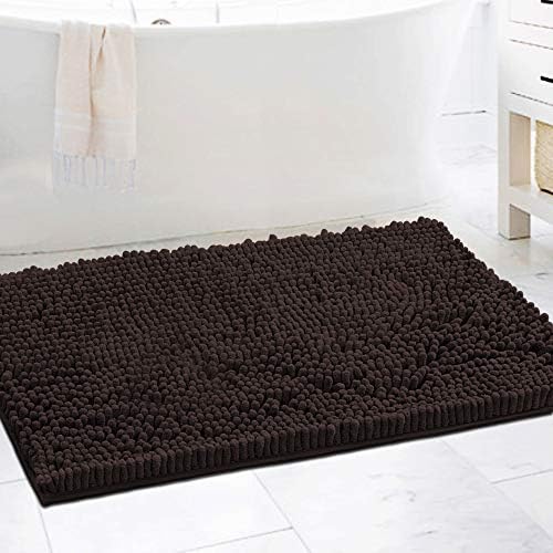 H.VERSAILTEX Bathroom Rugs Bath Mat Bath Rugs Bath Mats for Bathroom Non Slip Extra Soft Chenille Bath Rug Fulffy Shag, Indoor Rug Carpet for Living Room (Chocolate, Extra Large 24" x 36")