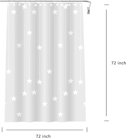 Shower Curtain Liner, White Pentagram Waterproof PEVA Shower Curtains with 3 Duty Heavy Bottom Magnets and 12 Rust Proof Grommets, 72x72 Weighted Shower Liner for Shower Stall, Bathtubs