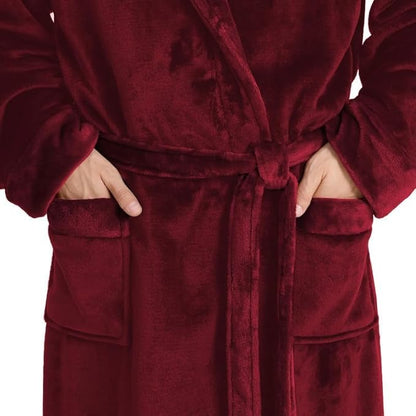Yurhap Luxury Mens Robe with Hood, Ultra Cozy Fleece Bathrobe for Men, Plush Hooded Robe with Belt & 2 Pockets