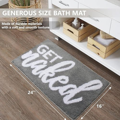 KOEXM Get Naked Bath Mat Small Bathroom Rugs 16" x 24" Funny Bathroom Decor