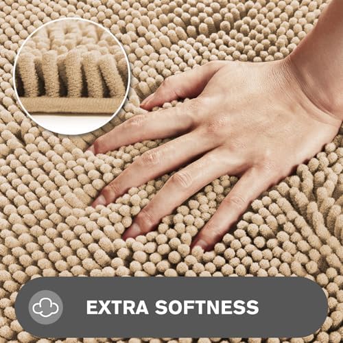 Small Bathroom Rug 12"x12" – Washable and Absorbent Mini Bath Mat, Non Slip, Thick Soft Chenille Bath Rugs for Bathroom, Shower, Locker Rug(Ivory Cream)