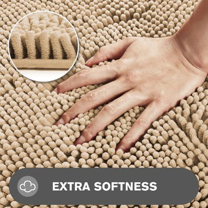 Small Bathroom Rug 12"x12" – Washable and Absorbent Mini Bath Mat, Non Slip, Thick Soft Chenille Bath Rugs for Bathroom, Shower, Locker Rug(Ivory Cream)