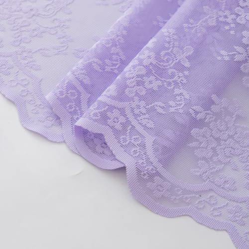 TUDECO Lavender Purple Lace Shower Curtain with Valance, 72 x 72 Inch