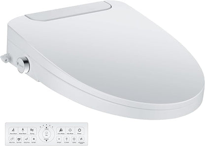 Electric Bidet Toilet Seat, Elongated, Warm Water with Air Dryer, Heated Seat and Slow Close Lid, Front and Rear Wash, LED Nightlight, Wireless Remote, White, 101