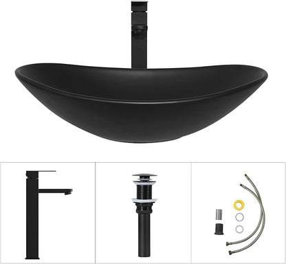 28-Inch Black Floating Bathroom Vanity with 1-Door and 1-Drawer, Modern Wall Mounted Cabinet with Black Boat Ceramic Vessel Sink