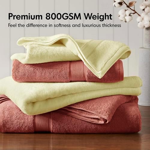Madison Park 800GSM 100% Cotton Bathroom Bath Towel Set of 8, Coral