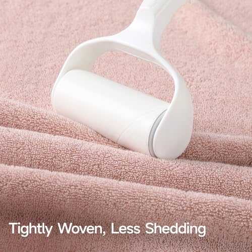 REDKISS 2 Pack Large Bath Towels Set, 100% Cotton, 32x63 in, Heavyweight 760G, Highly Absorbent & Quick Dry, Super Soft Luxury Towels for Bathroom,Hotel Collection - Pink Dark Gray