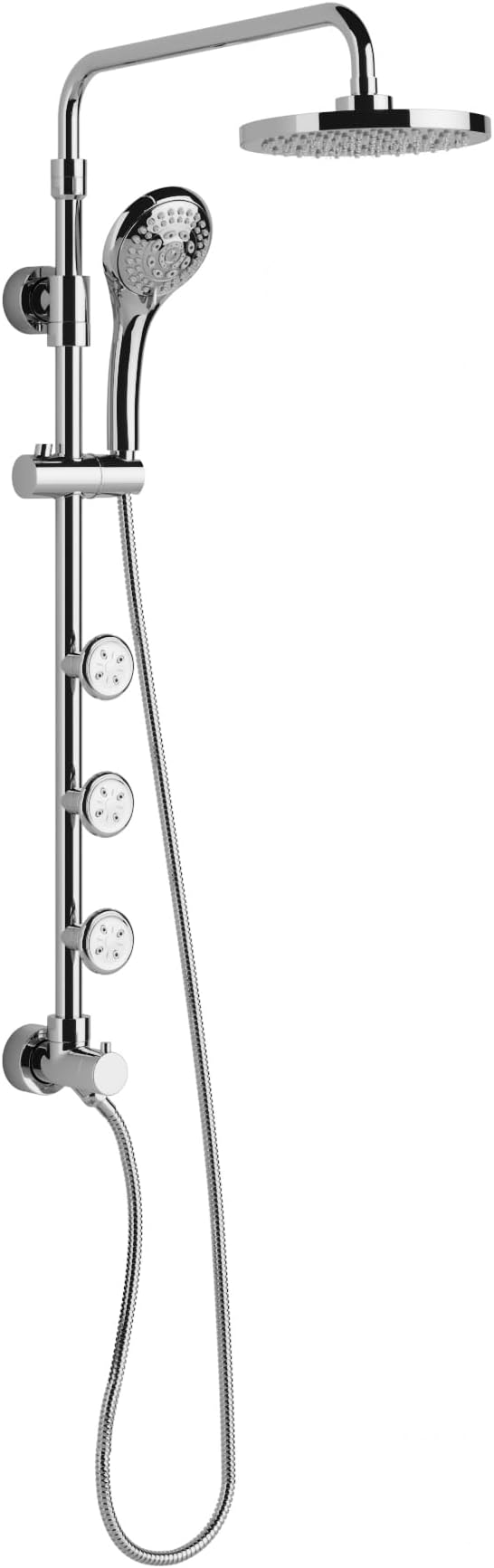 Lanikai Rain Shower Head with Handheld Spray Combo - 1028-CH-1.8GPM, Polished Chrome - 8" Rain Showerhead with Handheld Sprayer, 3 Spray Jets, 5-Function Rainfall Shower Head with Hose, 1.8 GPM