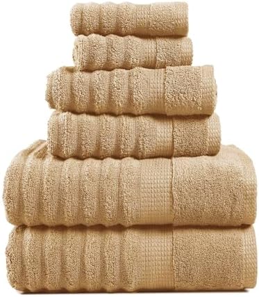 LANE LINEN Towel Set 6 Piece Soft Absorbent Quick Dry 100% Cotton - Taupe