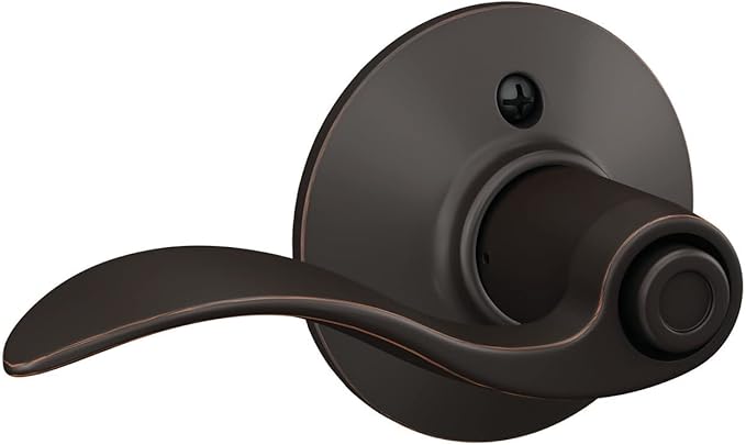 Schlage F40 V ACC 716 Accent Door Lever, Bed & Bath Privacy Lock, Aged Bronze