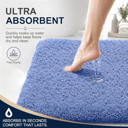 OLANLY Microfiber Soft Bathroom Toilet Rugs U-Shaped 24x20, Cornflower Blue