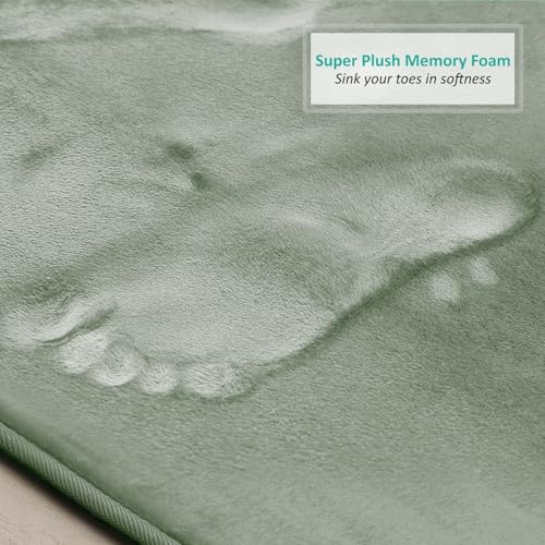 Clara Clark Bathroom Rugs, Velvet Memory Foam Bath Mat, Non-Slip Bath Rugs, Machine Wash, Dries Quickly, Ultra Soft Plush Bath Mats for Bathroom, 20 x 24, Ice Green