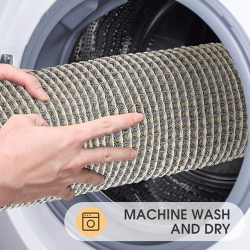 IM HOME Waffle Bath Mat Grey & Beige 4'x2', Boho Woven Modern Bath Mat Rugs, Absorbent Non Slip Bathroom Rugs, Soft Washable Bath Rugs with Tassels for Bathroom, Bedroom, Kitchen, Shower, Tub