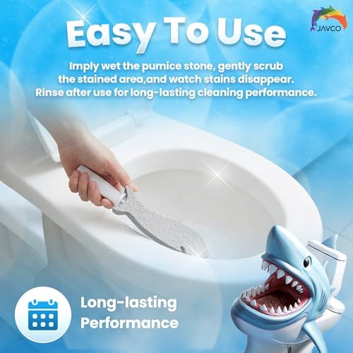 JAVCO Pumice Stone for Cleaning with Handle (4 Pack) – Scrubbing Stone for Porcelain, Ceramic and Tile, Pumiceshark for Toilet Cleaning (4, value pack)