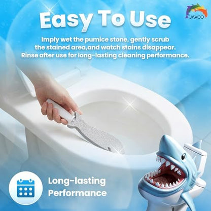 JAVCO Pumice Stone for Cleaning with Handle (4 Pack) – Scrubbing Stone for Porcelain, Ceramic and Tile, Pumiceshark for Toilet Cleaning (4, value pack)
