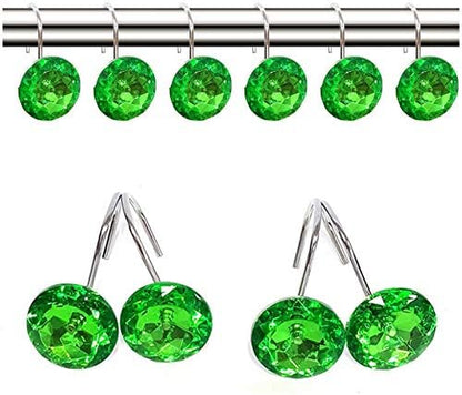 12 Pcs Bling Rhinestones Shower Curtain Hooks Bathroom Rolling Hooks
