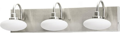 Dimmable LED Bathroom Vanity Light Fixture, 3-Light Brushed Nickel Wall Sconce Lighting Over Mirror,Modern Vanity Light for Cabinet Hallway,3000K-6000K