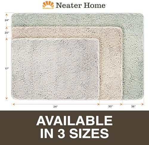 Neater Home Plush Bathroom Rugs 36x24 Thick Chenille Quick Dry Microfiber Absorbent Bath Mat, Soft Bath Rugs, Machine Washable Bathroom Floor Mat for Tub Shower Sink, Home Decor Accessories, Gray