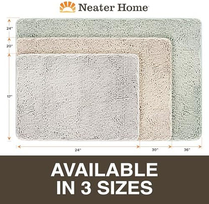 Neater Home Plush Bathroom Rugs 36x24 Thick Chenille Quick Dry Microfiber Absorbent Bath Mat, Soft Bath Rugs, Machine Washable Bathroom Floor Mat for Tub Shower Sink, Home Decor Accessories, Gray