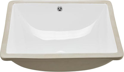 VEVOR Undermount Bathroom Sink, 20.28 x 15.16 Inch Rectangular White Ceramic Vessel Sink with Overflow Hole, Under Counter Drop in Modern Lavatory Vanity Bath Wash Bowl Basin, Rectangle Small Space