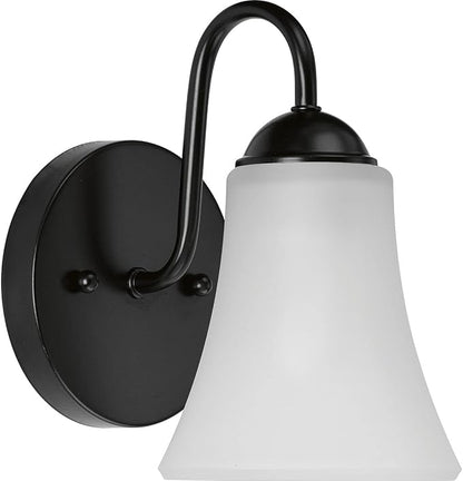 Progress Lighting Classic Collection 1-Light Etched Glass Traditional Bath Vanity Light Matte Black