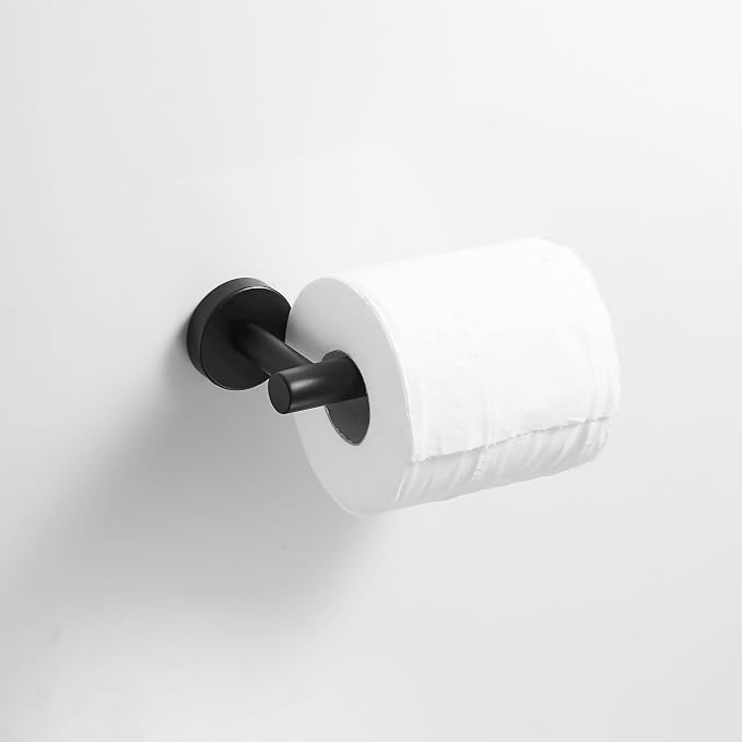 Leyden Matte Black Toilet Paper Holder and Hand Towel Holder, 2 Pieces Bathroom Hardware Accessories Set, SUS304 Stainless Steel Sturdy Wall Mount Toilet Paper Roll Holder and Towel Rack