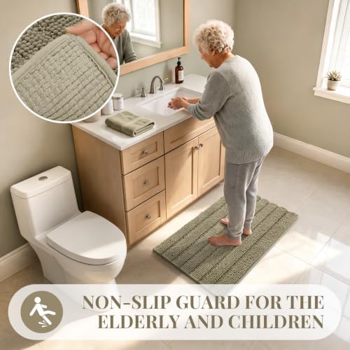 Bcoimo Bath Rug Mat,30x20 Chenille High Absorbent Latte Bathrom Floor Mats