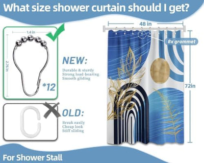 Light Blue Stall Shower Curtain, 48X72 in Narrow Small, Mid Century