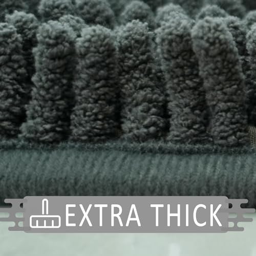 3 Piece Bathroom Rugs Set, Non-Slip Bath Mats with PVC Backing, Super Absorbent Washable Plush Carpet, Soft Shag Rug for Bathroom Bedroom Kitchen Home Decor (Dark Grey)