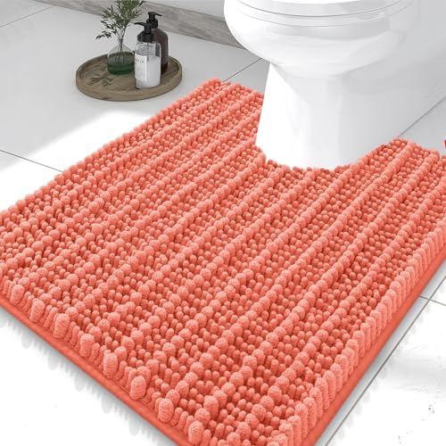 Smiry Bathroom Toilet Rugs U Shaped 24X20, Chenille Bath mats for Toilet