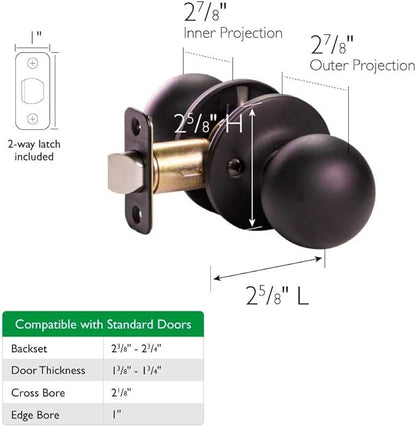 Design House 779090 Ball Passage Hall and Closet Door Knob Matte Black