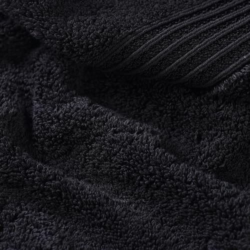 Superior Egyptian Cotton 4-Piece Bath Towel Set for Shower, Bath, Spa, Resort, Hotel, Soft Body Towels, Airbnb Essentials, Apartment, Dorm, Quick Dry, Absorbent, Bathroom Basics, Black