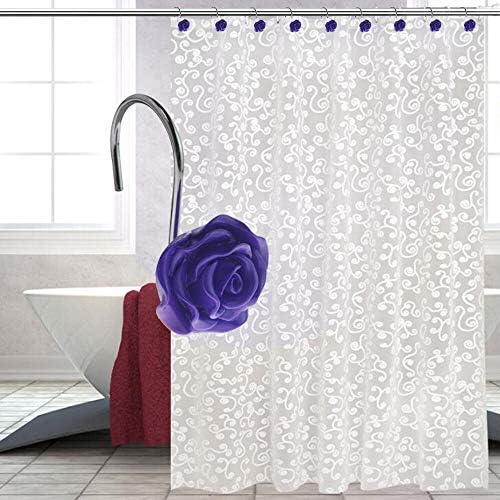 12 PCS Rose Shower Curtain Hooks Anti Rust Decorative Shower Curtain Rings