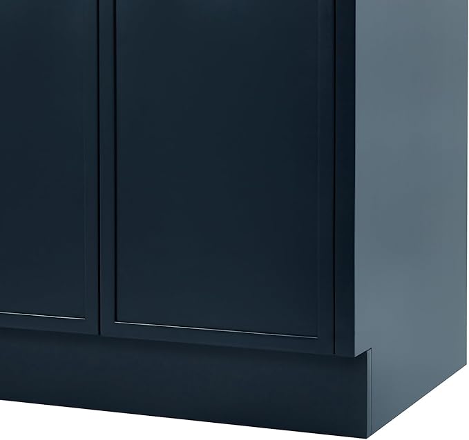 ARIEL Kelly 72-inch Bathroom Vanity with Sink,Solid Wood, 1.5-inch Pure White Quartz Countertop & Backsplash, Double Oval Porcelain Sink, 4 Soft Closing Doors, 5 Dovetail Drawers, Midnight Blue