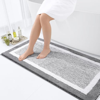 OLANLY Bathroom Runner Rugs 47x24, Long Bath Mats for Bathroom Floor, Grey