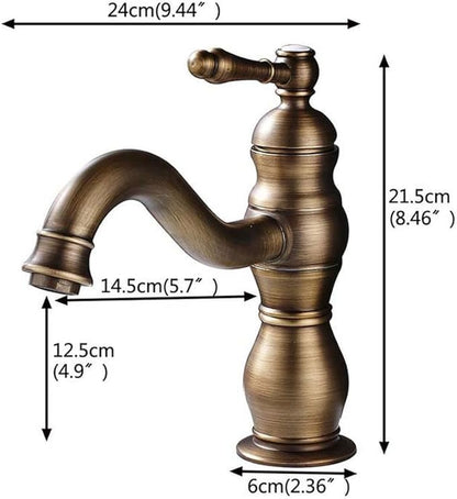 Brushed Nickel Basin Faucet Single Handle Hot Cold Water Bathroom Tap Deck Mounted Long Spout Lavatory Sink Mixer Faucet,Gold,Include:1*Faucet