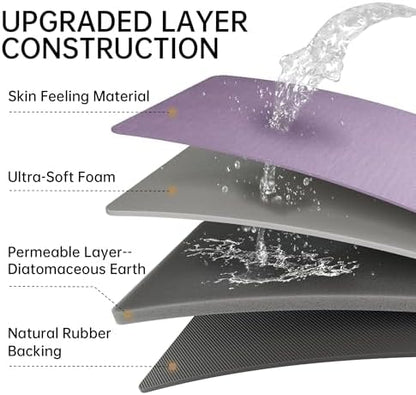 Mecko Bath Mat Ultra Thin Lavender Purple, 20"x32"