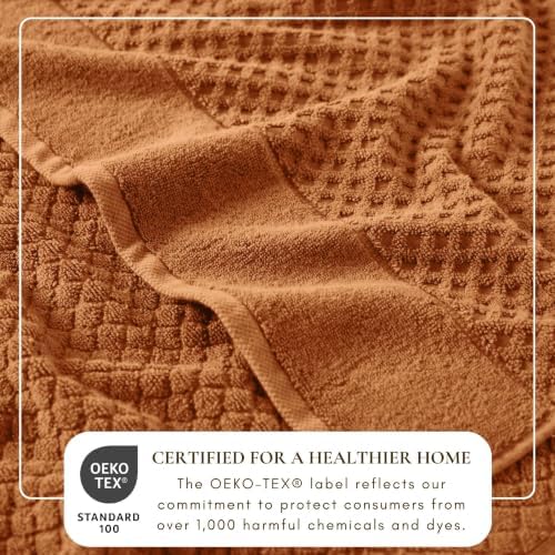Great Bay Home Bath Towels - 100% Cotton 6 Piece Bath Sheet Set - Diamond Waffle Weave - Absorbent, Durable, Quick-Dry Towels for Bathroom (Copper)