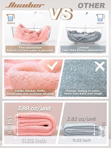 Hicober Microfiber Hair Towel Wrap for Women, Pink Blue Green, 3-Pack