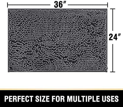 H.VERSAILTEX Bathroom Rugs Bath Mats Non Slip Luxury Chenille Bathroom Rug Mat 24x36 Extra Soft and Absorbent Rugs Washable Dry Fast Plush Area Carpet Mats for Bath Room, Tub - Grey
