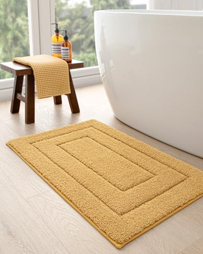 DEXI Bathroom Rugs 24x16, Non-Slip and Absorbent Bath Mat, Yellow