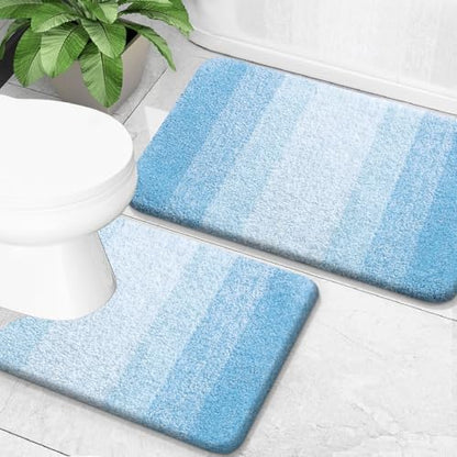 OLANLY Micorfiber Bathroom Rug Set 2 Piece, 30"x20"+U-Shaped 24"x20"