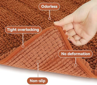 Bcoimo Bath Rug Mat,48x24 Extra Soft Burnt Orange Long Bathroom Runner Rug